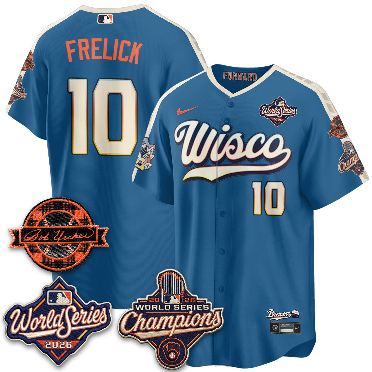 Milwaukee Brewers 2026 WS Champions - Bob Uecker Patch Vapor Jersey - Stitched