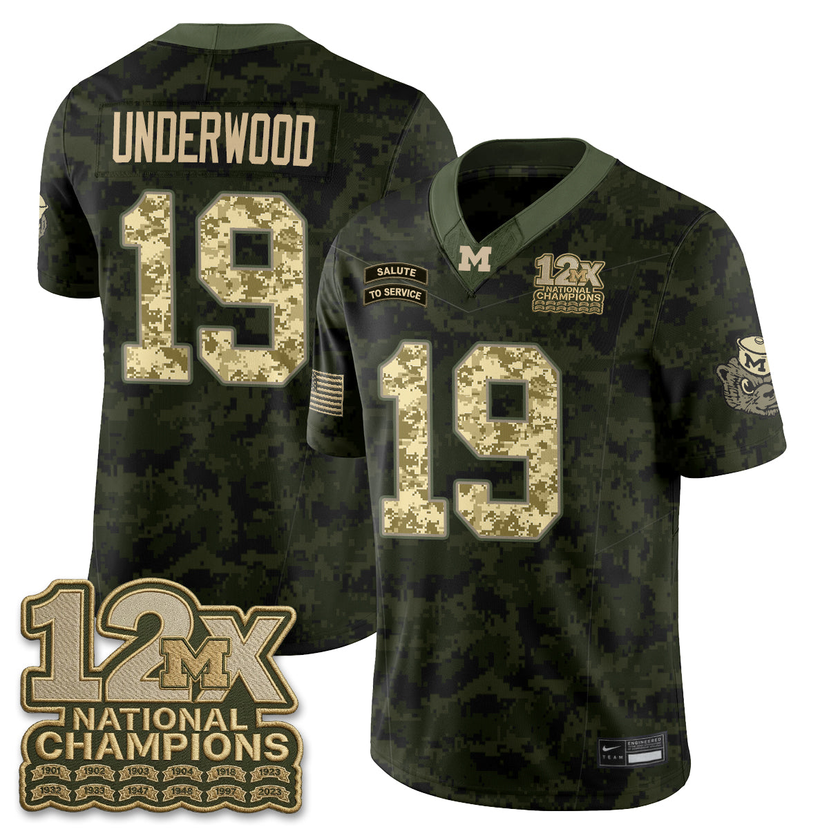 Michigan Wolverines 2026 Salute to Service Vapor Jersey - Stitched