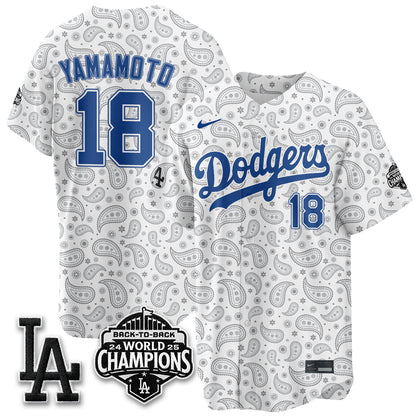 Los Angeles Dodgers Paisley Vapor Jersey - Stitched