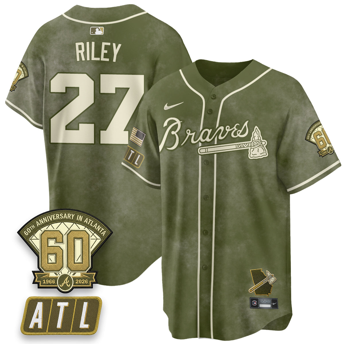 ATL New Era Olive 2026 Armed Forces Day Vapor Limited Jersey - All Stitched