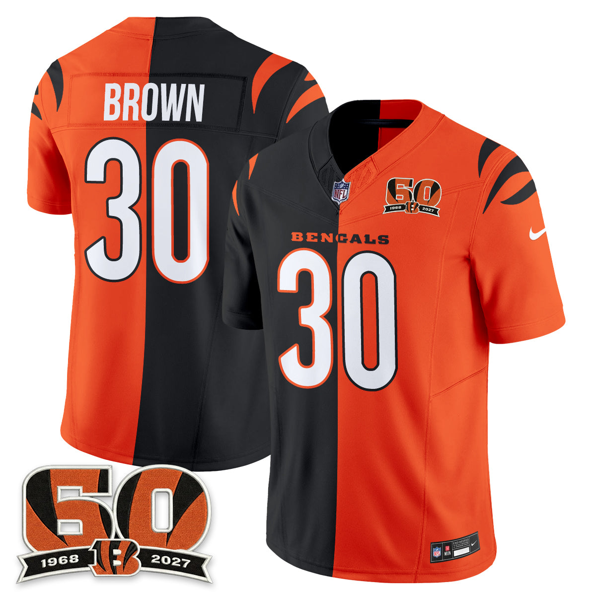 Cincinnati Bengals Split Edition Vapor Jersey - Stitched