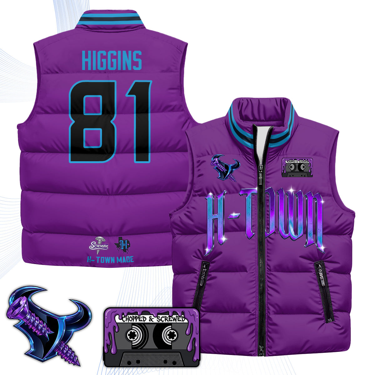 HOU "Screwcity" Puffer Vest - Printed