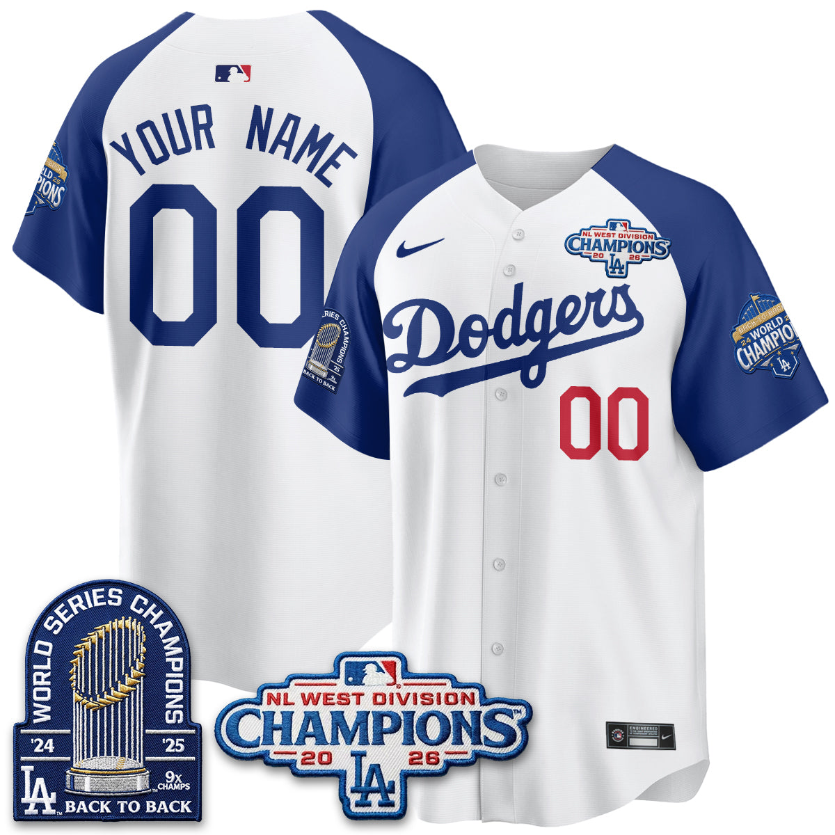 Los Angeles Dodgers 2026 NL West Champs Vapor Custom Jersey- Stitched