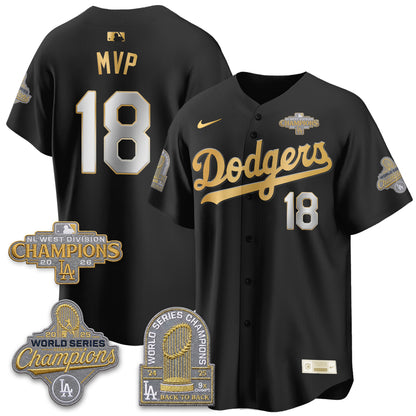 Los Angeles Dodgers 2026 NL West Champs Gold Vapor Jersey- Stitched