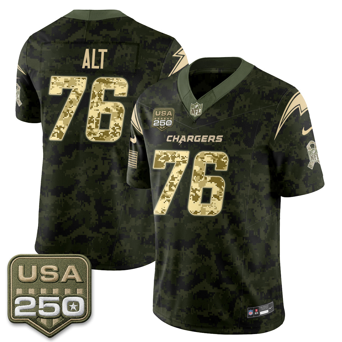 Los Angeles Chargers 2026 Salute to Service Vapor Jersey - Stitched