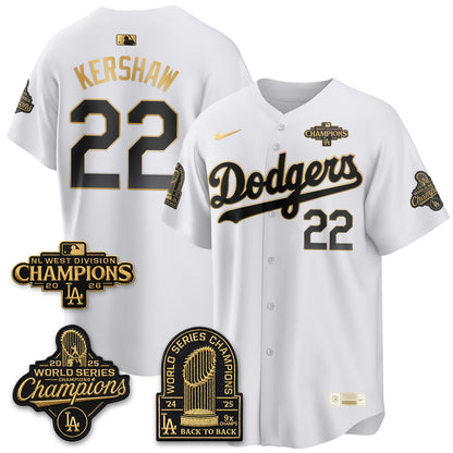 Los Angeles Dodgers 2026 NL West Champs Gold Vapor Jersey- Stitched