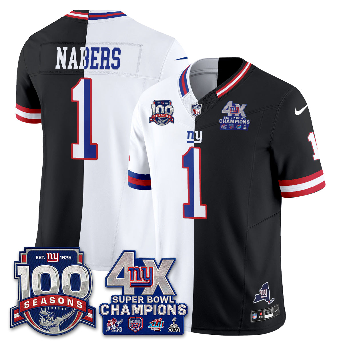 NYG 4X SBowl Split Edition Vapor Jersey - Stitched