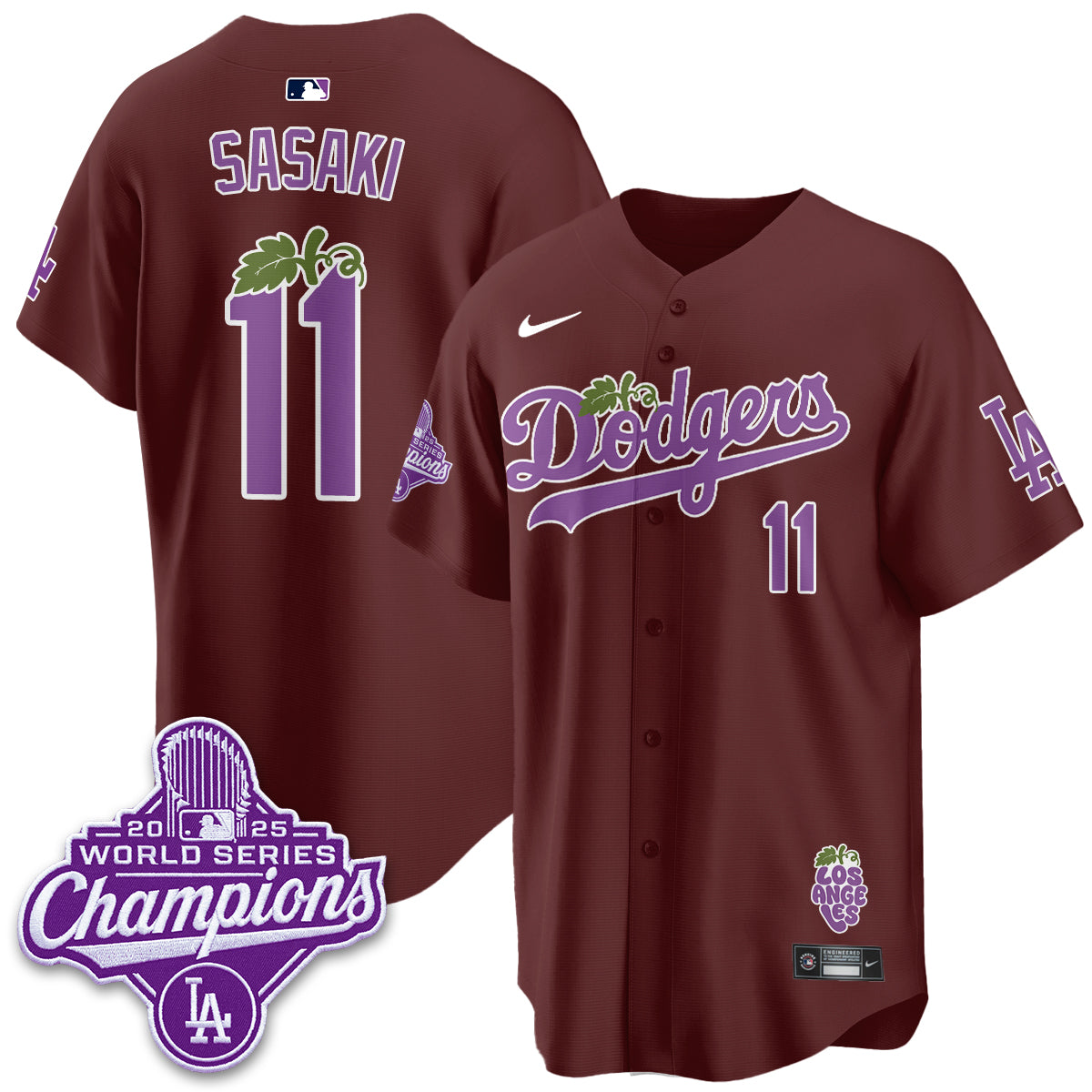 Los Angeles Dodgers Grape Edition Vapor Jersey - Stitched