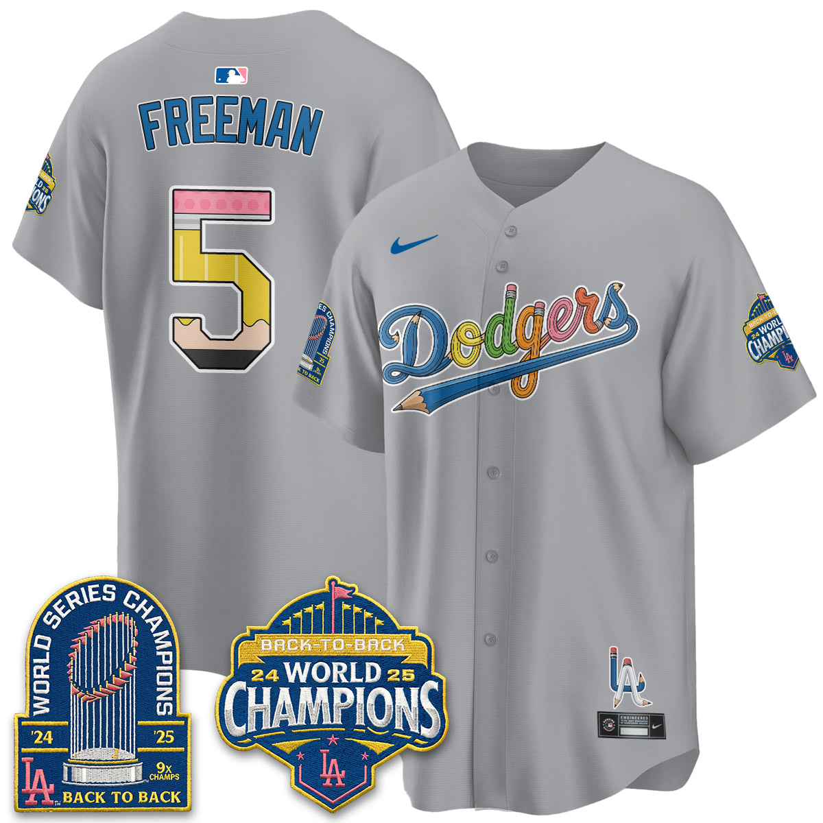 Los Angeles Dodgers x Back to School Style Vapor Jersey - Stitched