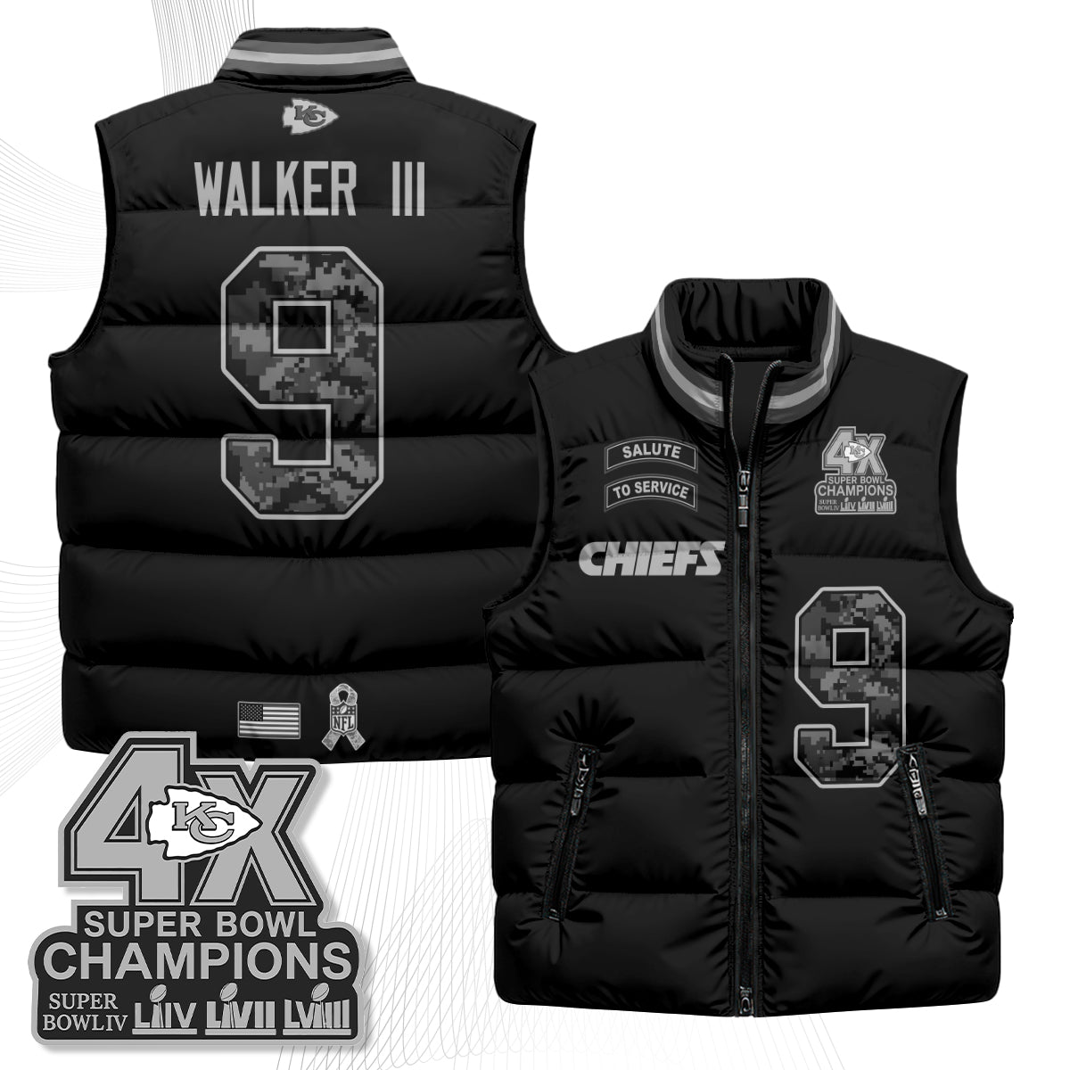 KC 2026 Salute to Service Puffer Vest - Printed