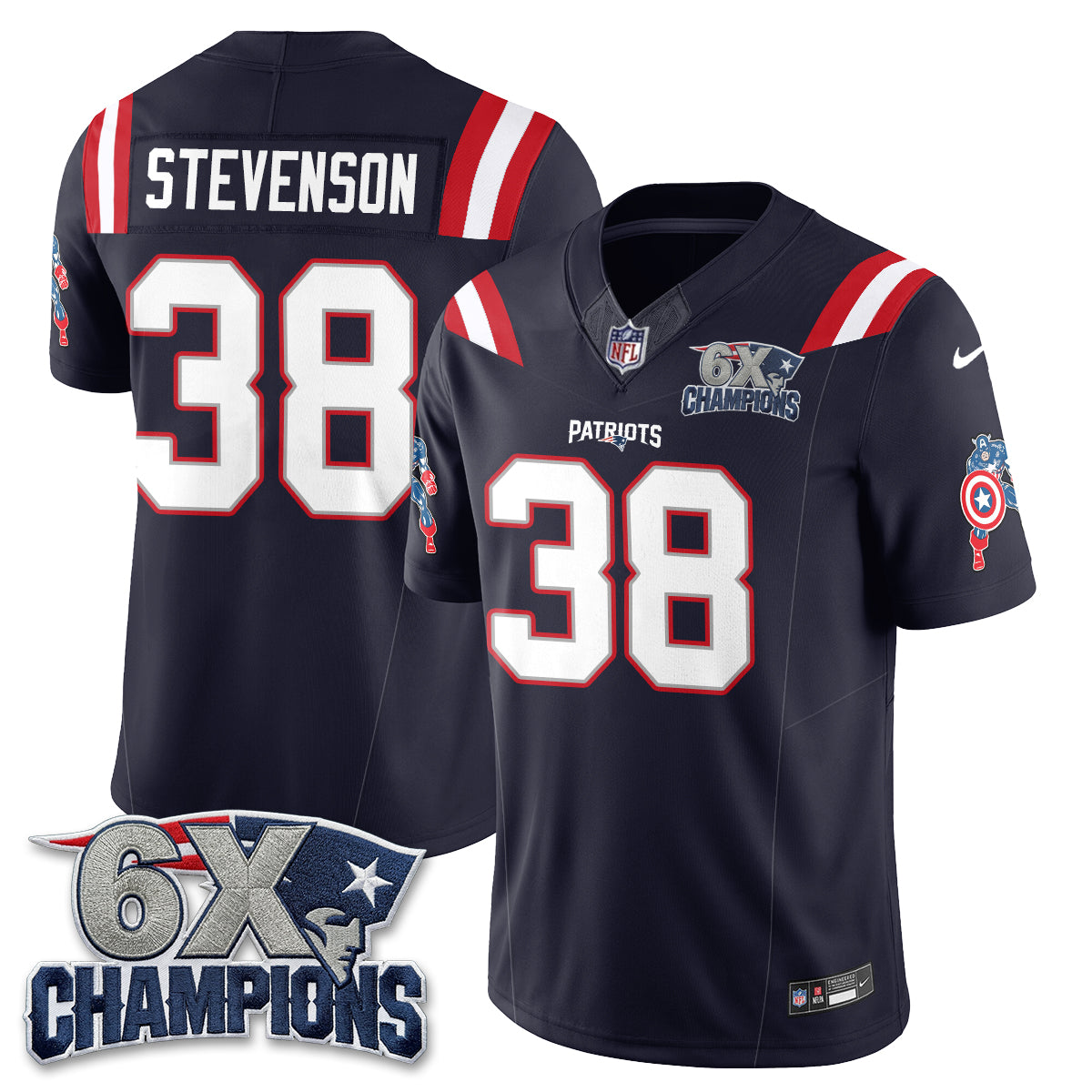 New England Patriots x Vibranium Shield Edition Vapor Jersey V2 - Stitched