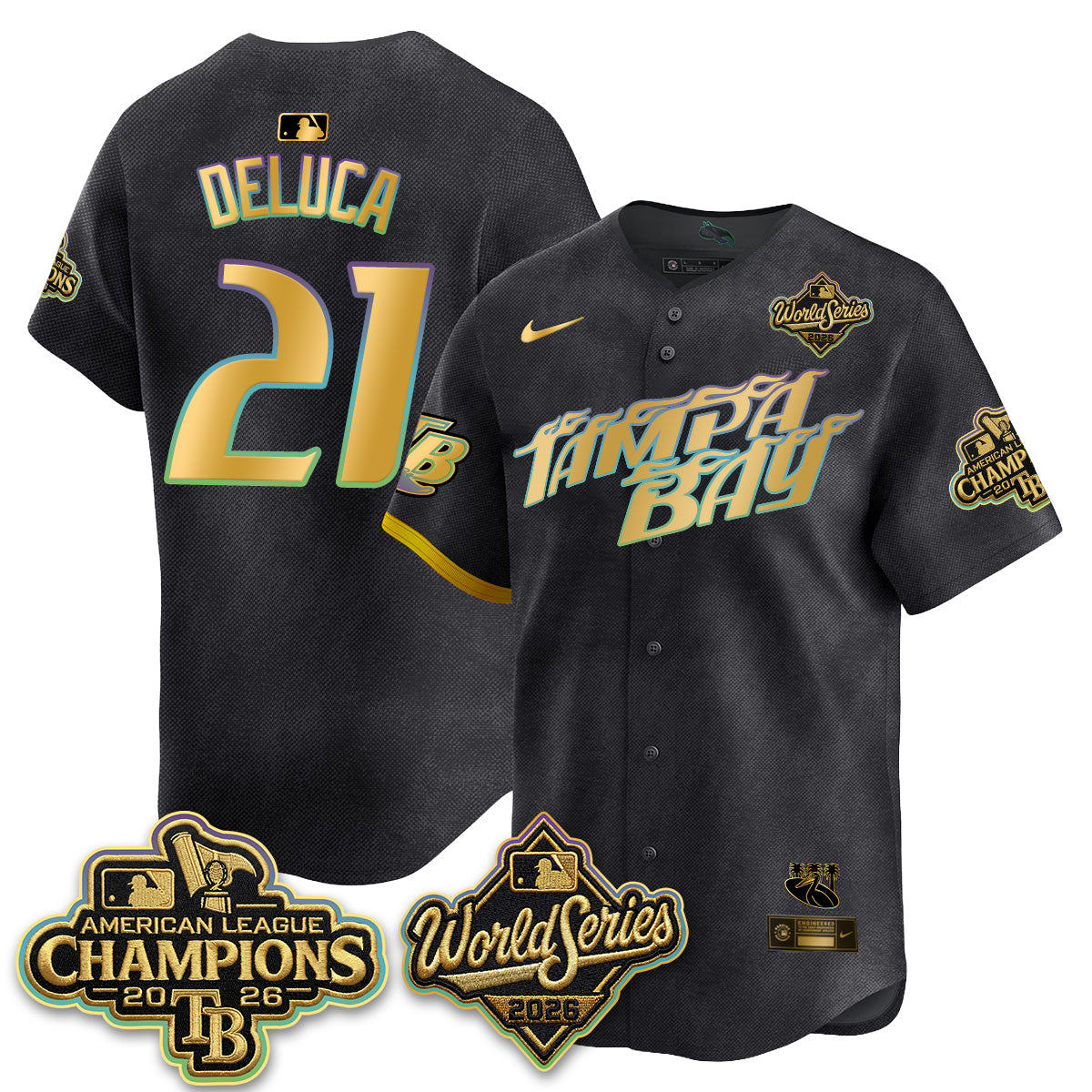 TB 2026 AL Champions Gold Edition Vapor Jersey - Stitched