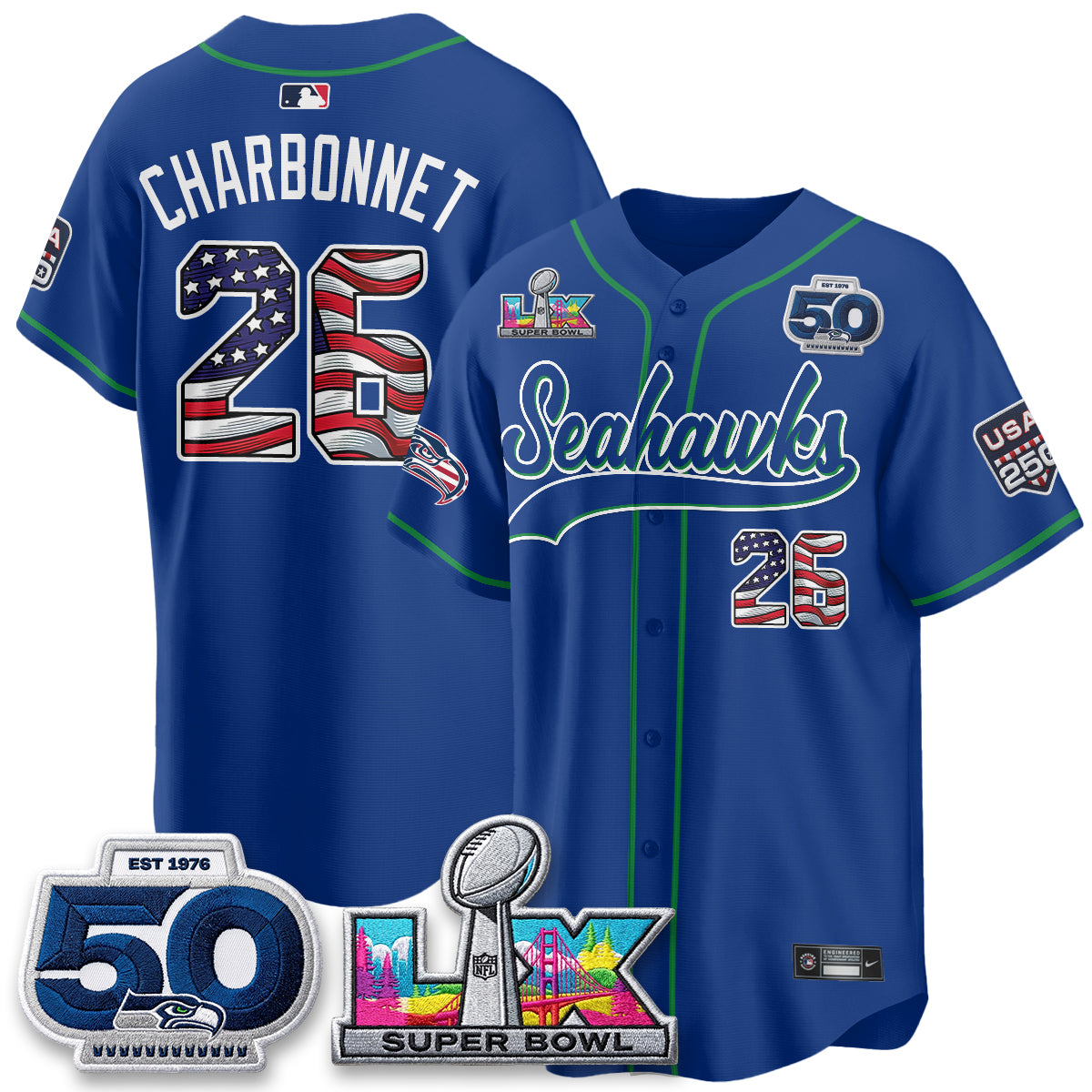 SEA SB LX Champs America Edition Vapor Baseball Jersey - Stitch