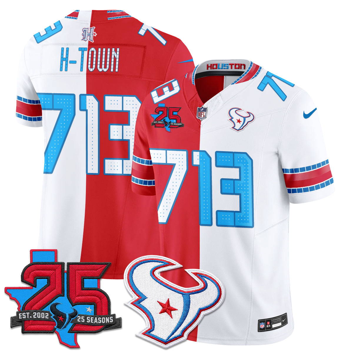 Houston Texans 2026 Rivalries Split Vapor Jersey - Stitched