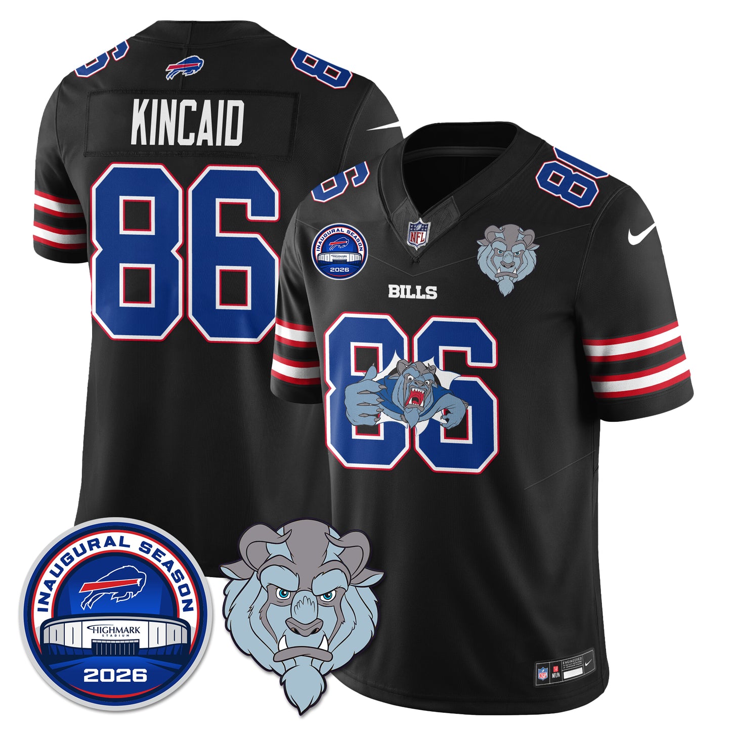 Buffalo Bills x Hairy Blue Beast Edition Vapor Jersey - Stitched