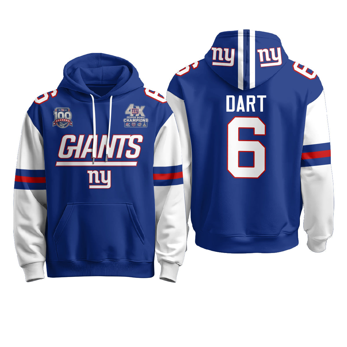 NYG 4X Champs S.Bowl Fleece Hoodie - Printed