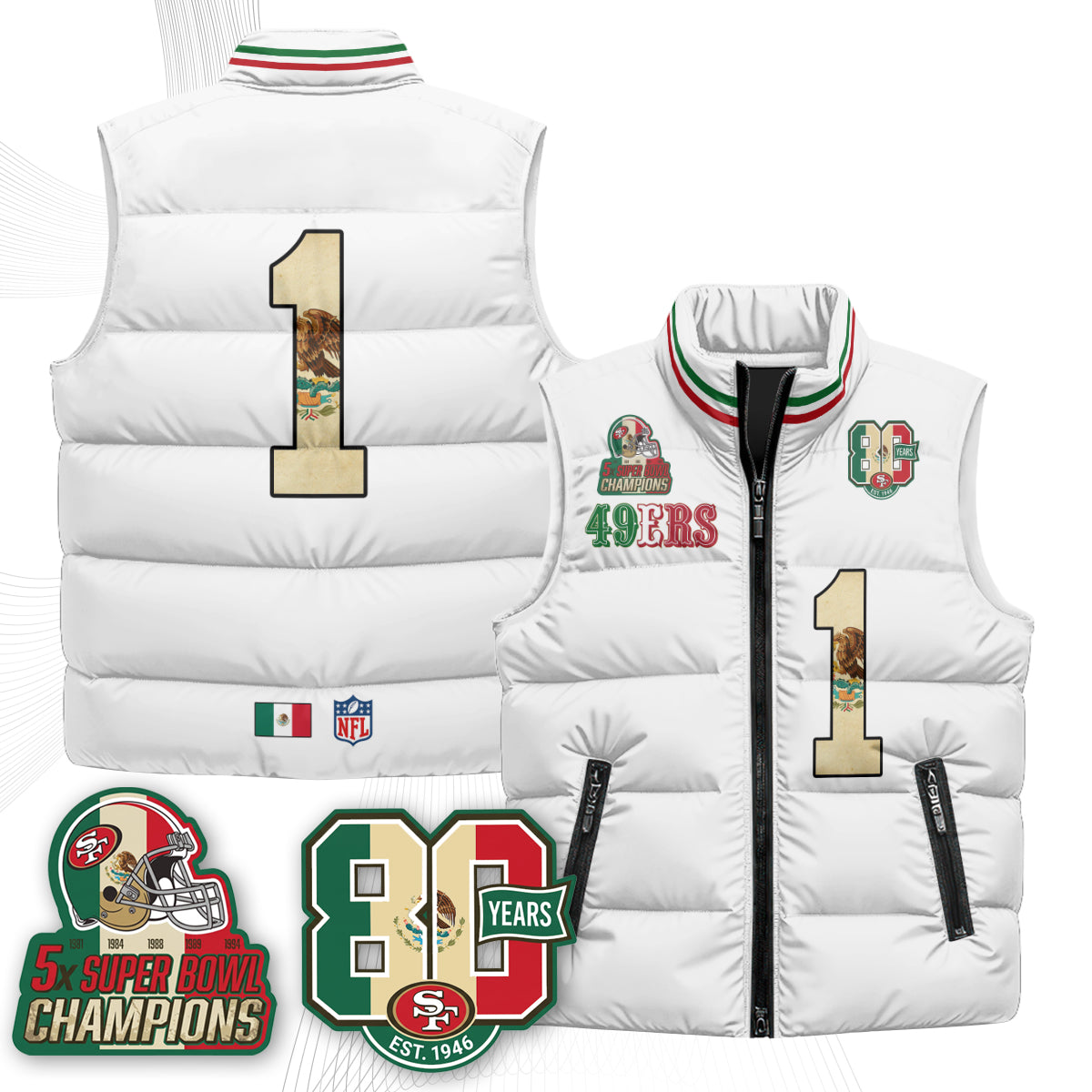 SF Mexico Style Puffer Vest - Printed