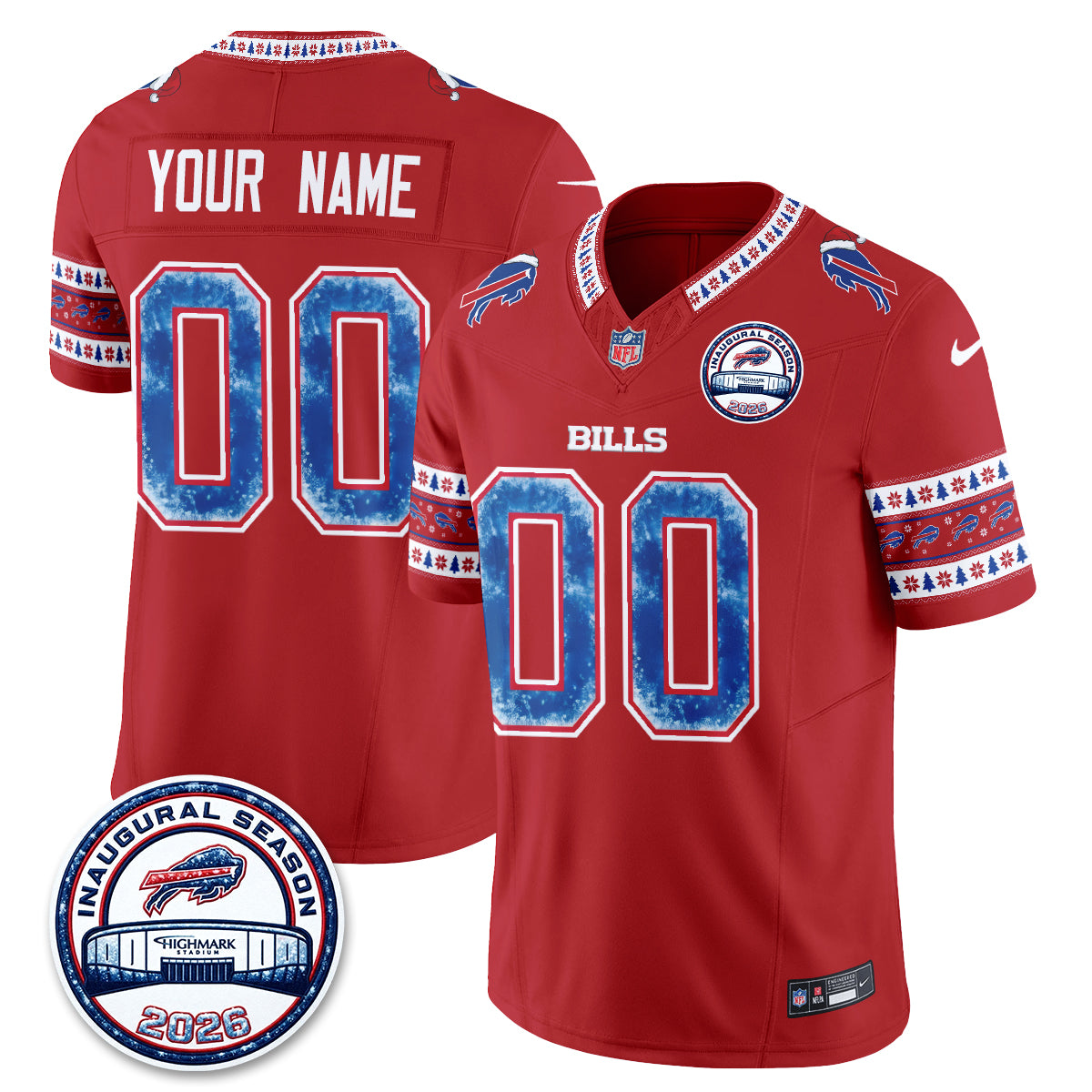 Buffalo Bills Xmas Edition Vapor Custom Jersey - Stitched