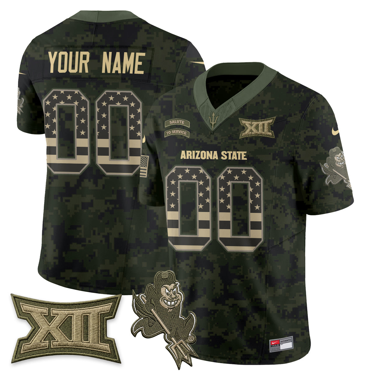 Arizona State Sun Devils 2026 Salute to Service Vapor Custom Jersey - Stitched