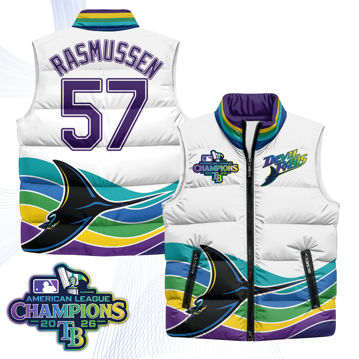 Tampa Bay Rays 2026 AL Champions Limited Puffer Vest - Printed