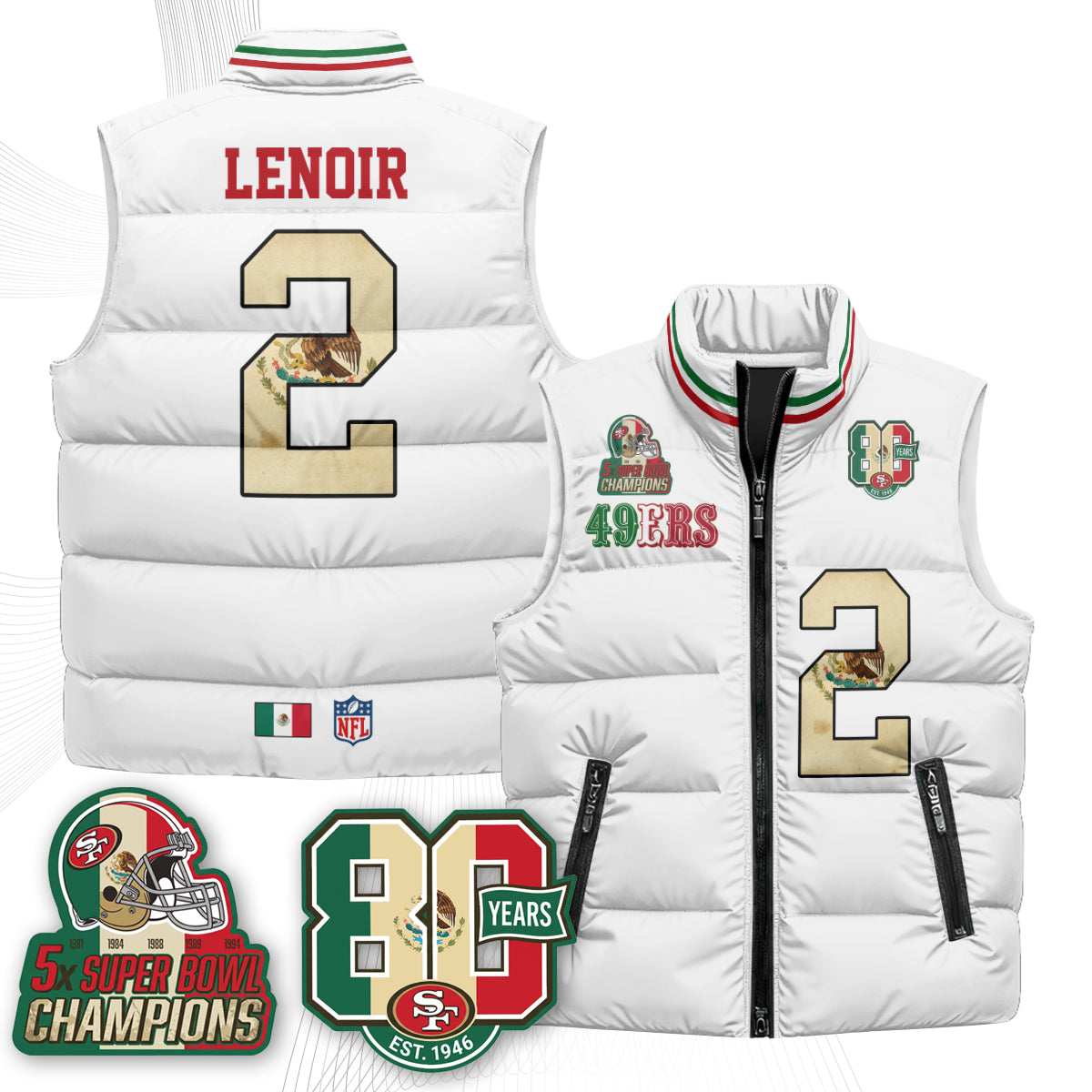 SF Mexico Style Puffer Vest - Printed