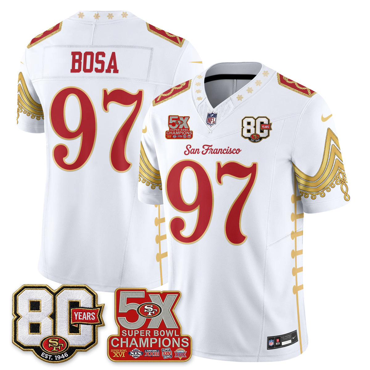 San Francisco 49ers Xmas Nutcracker Edition Vapor Jersey - Stitched