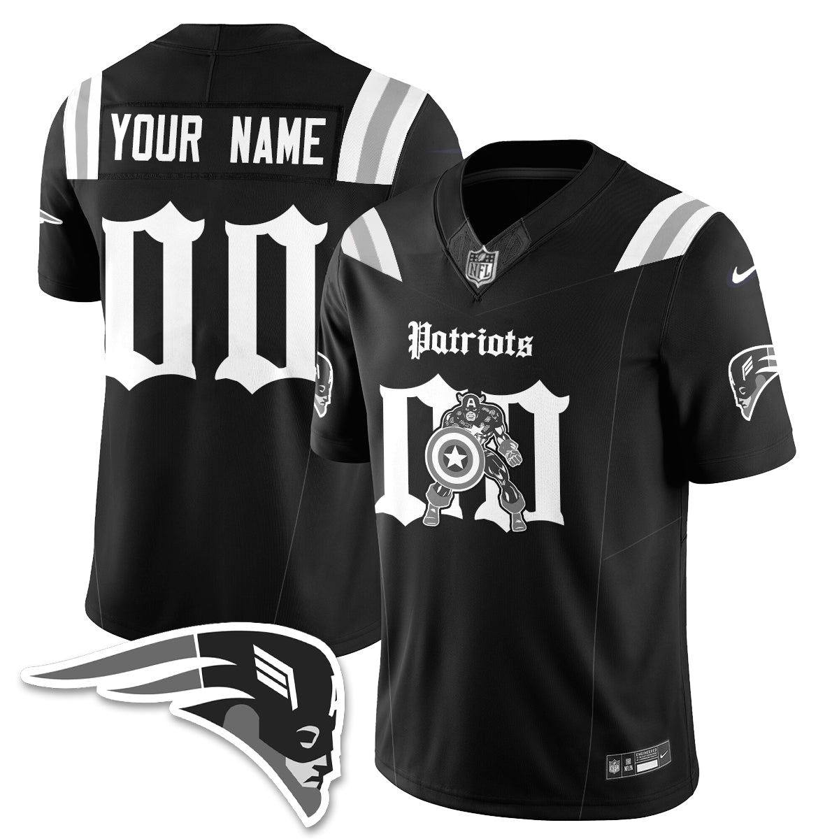 New England Patriots x Vibranium Shield Edition Vapor Custom Jersey - Stitched
