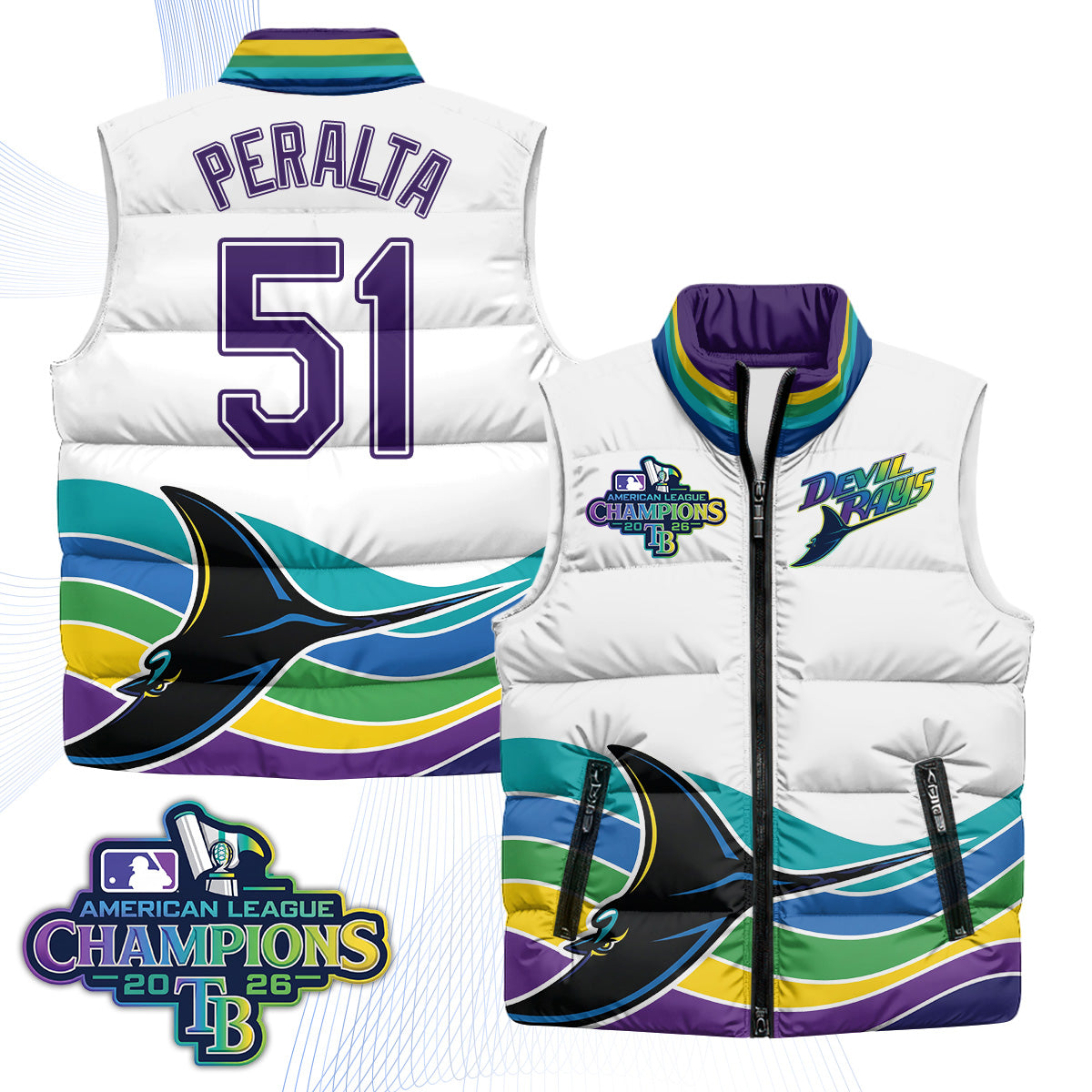 Tampa Bay Rays 2026 AL Champions Limited Puffer Vest - Printed