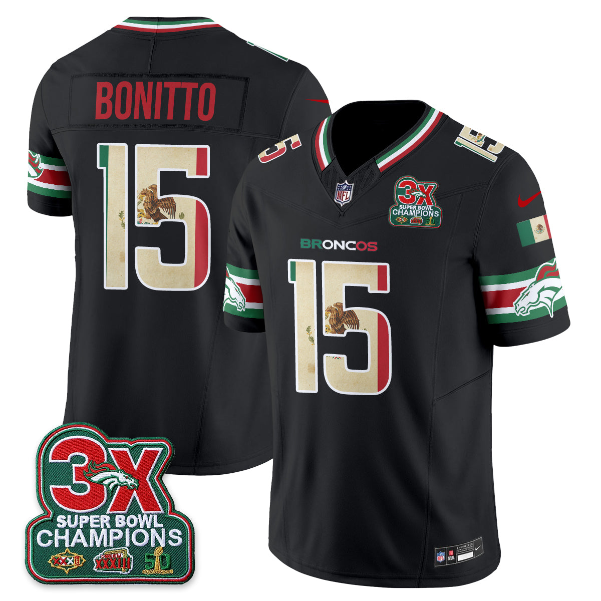 Denver Broncos Mexico Edition Vapor Jersey - Stitched