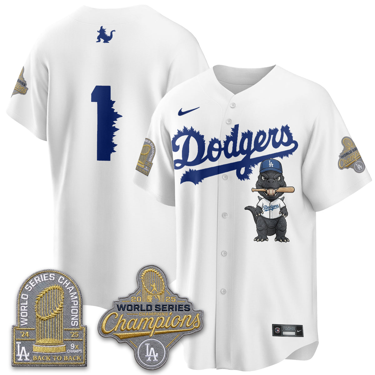 Los Angeles Dodgers x Godzilla Vapor Jersey- Stitched