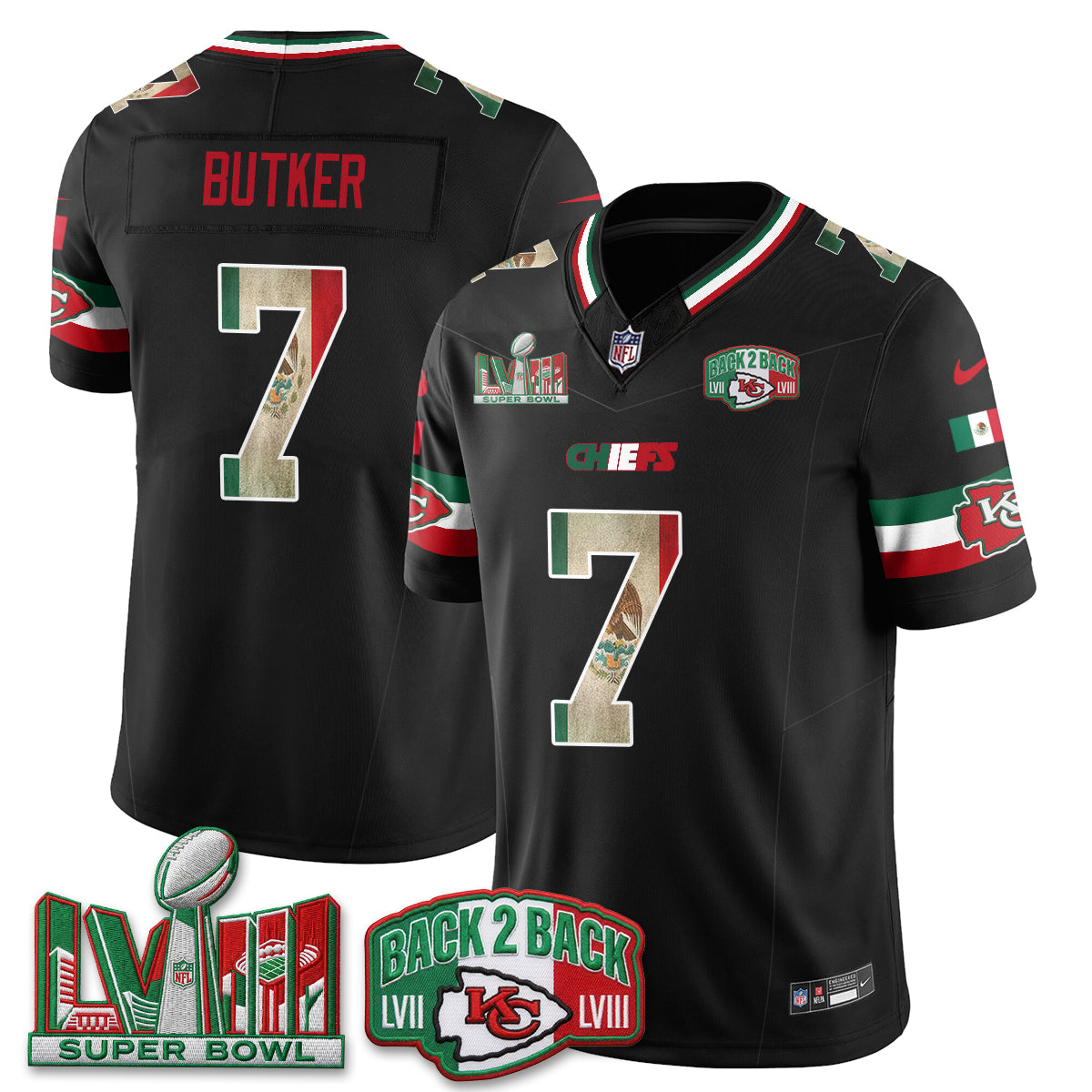 Kansas City Chiefs Mexico Edition Vapor Jersey - Stitched