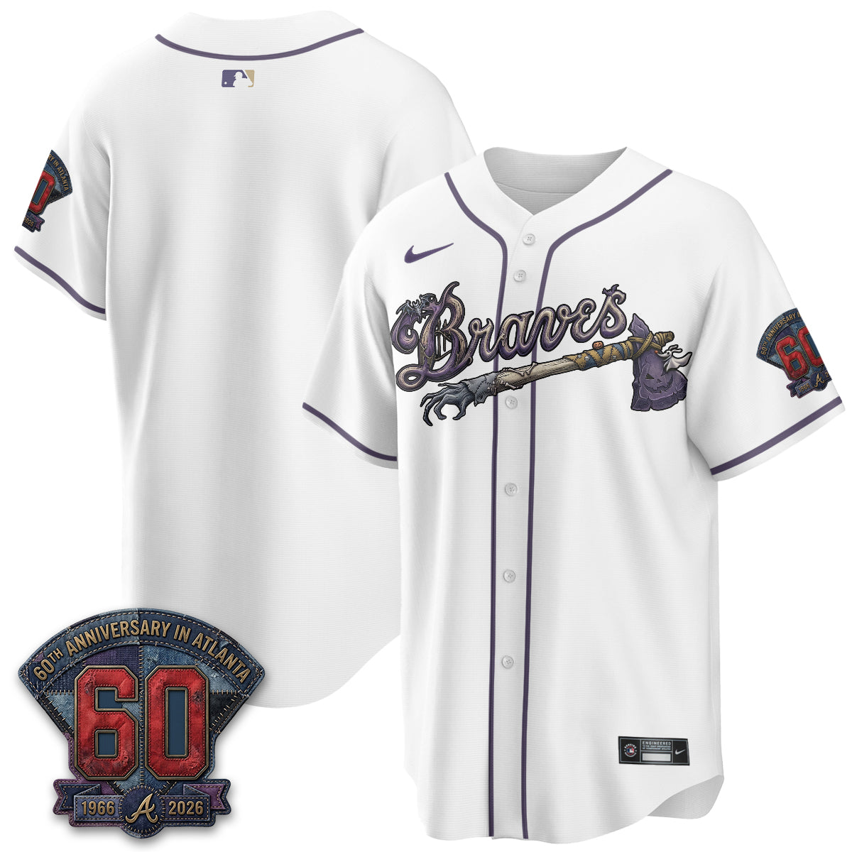 Atlanta Braves Nightmare Edition Vapor Jersey - Stitched