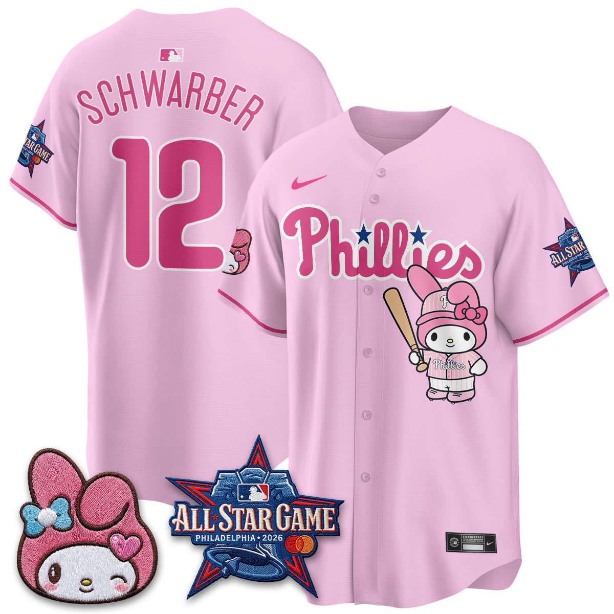 Philadelphia Phillies x Pink Sanrio Friends Edition Vapor Jersey - Stitched