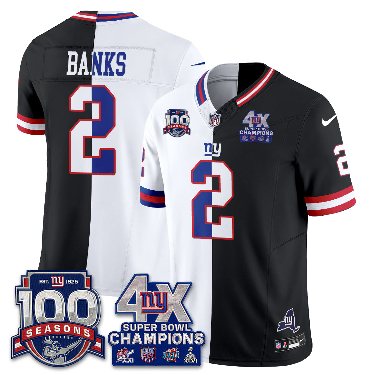 NYG 4X SBowl Split Edition Vapor Jersey - Stitched