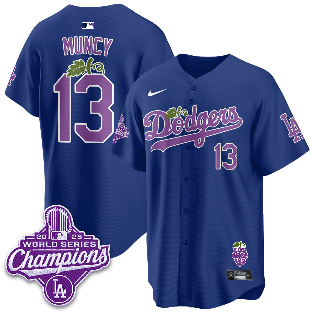 Los Angeles Dodgers Grape Edition Vapor Jersey - Stitched