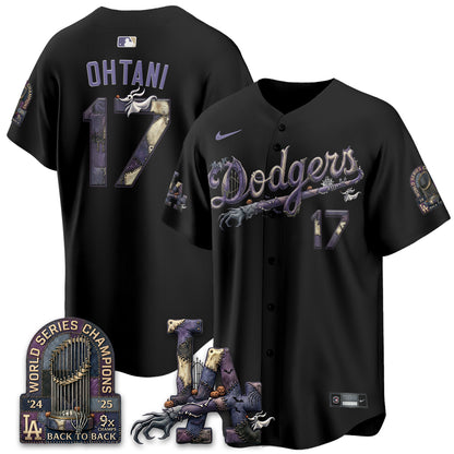 Los Angeles Dodgers Nightmare Edition Vapor Jersey - Printed