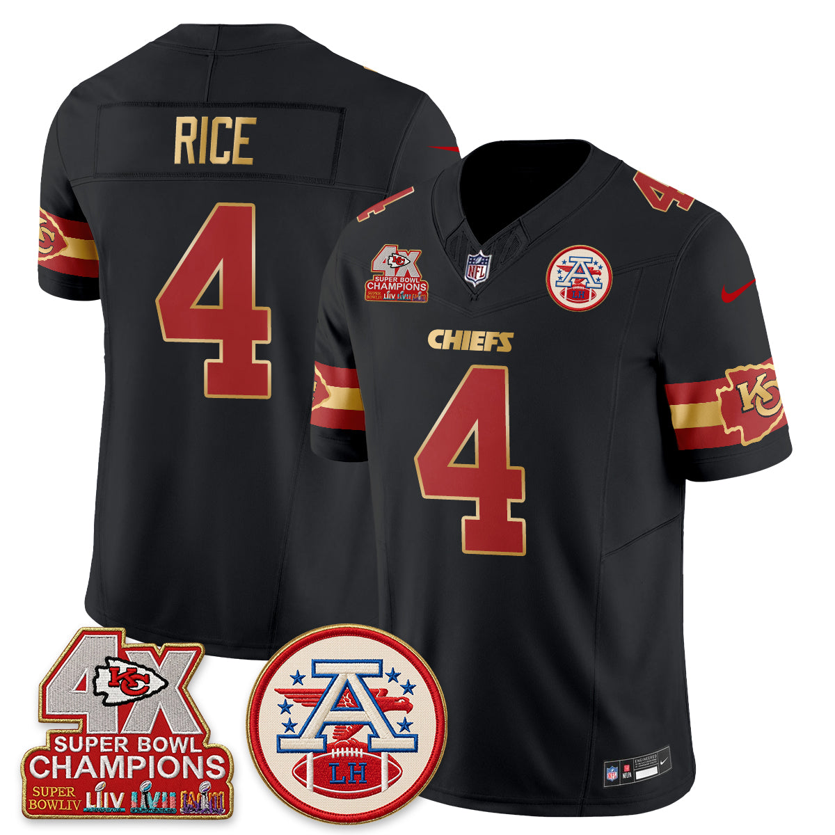 KC 4X Champs Gold Edition Vapor Jersey - Stitched