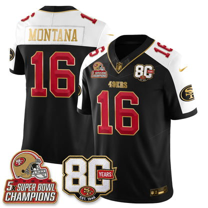 San Francisco 49ers 80 Years & 5X Champs Vapor Jersey - Stitched