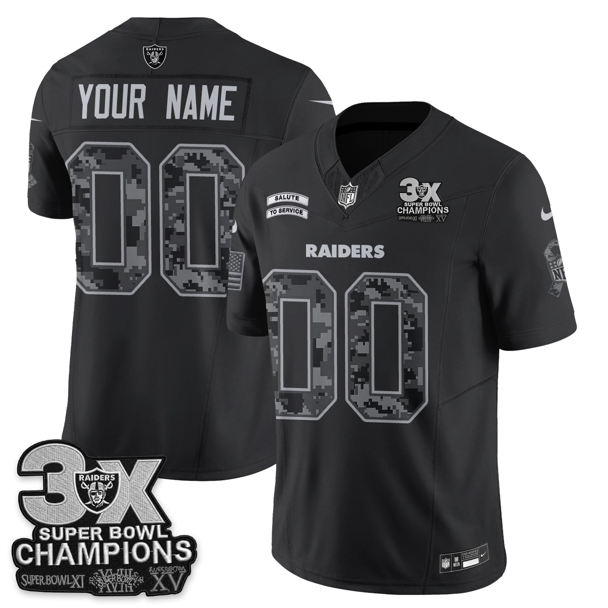 Las Vegas Raiders 2026 Salute to Service V2 Vapor Custom Jersey - Stitched