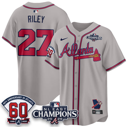 Atlanta Braves 2026 NL East Champs Vapor Jersey - Stitched