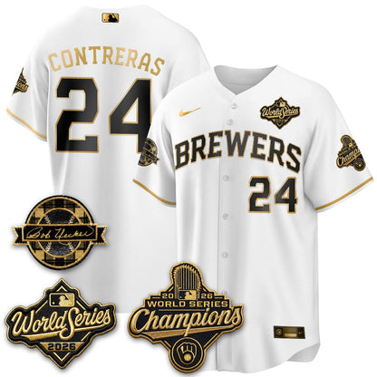 Milwaukee Brewers 2026 WS Champions - Bob Uecker Patch Vapor Jersey - Stitched