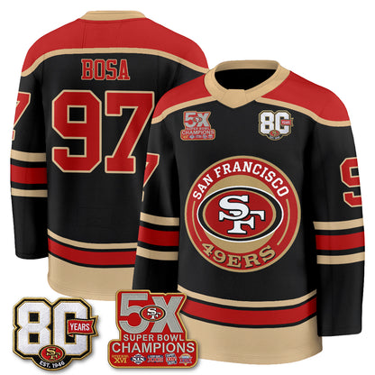 San Francisco 49ers 4X Champs Hockey Jersey - Stitched