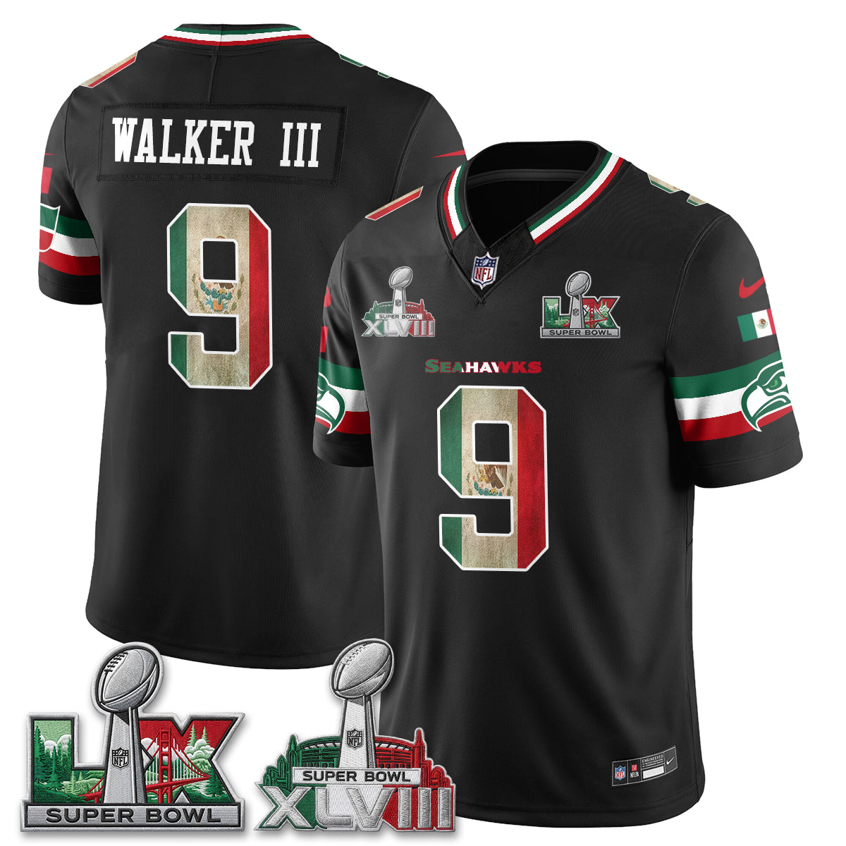 Seattle Seahawks Mexico Edition Vapor Jersey V1- Stitch