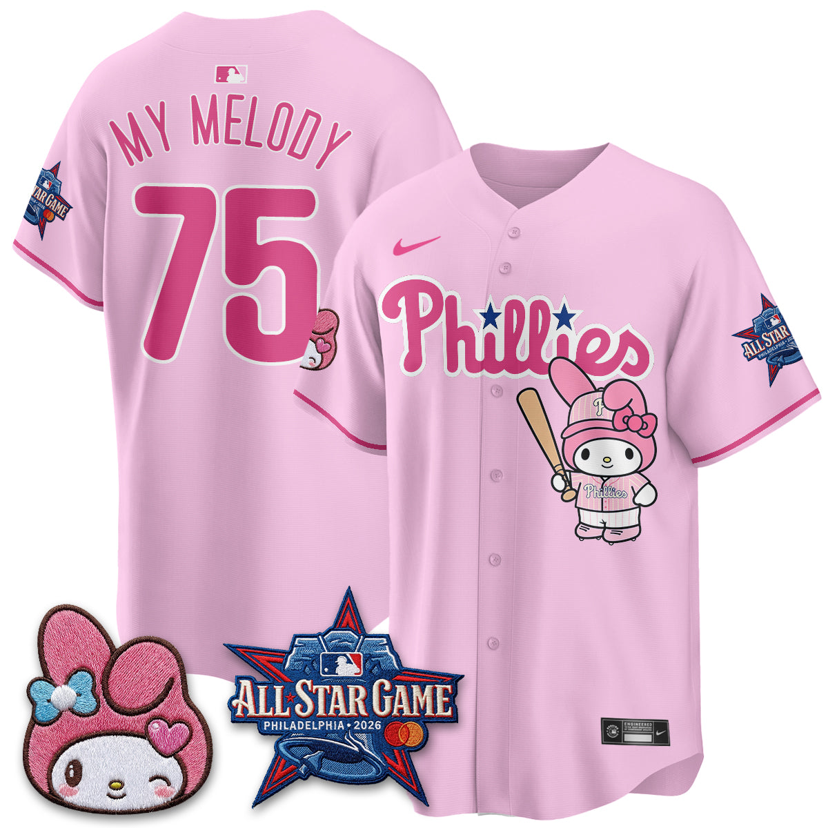 Philadelphia Phillies x Pink Sanrio Friends Edition Vapor Jersey - Stitched