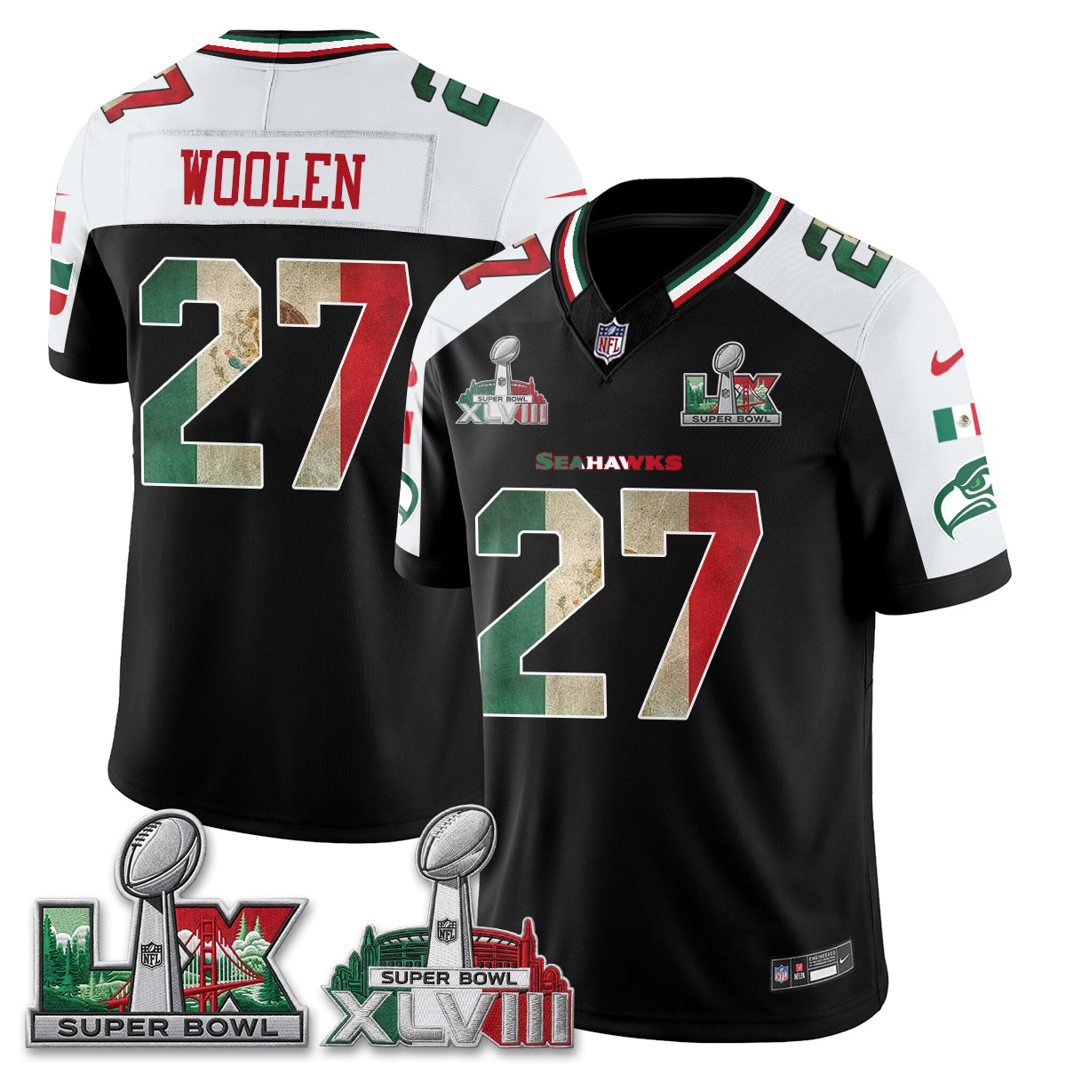 Seattle Seahawks Mexico Edition Vapor Jersey V1- Stitch