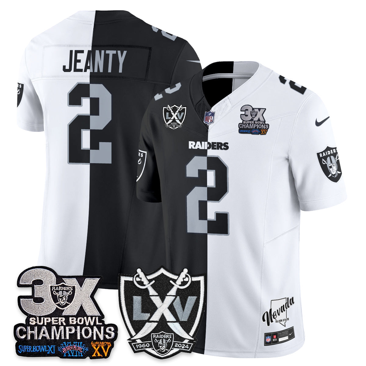 Las Vegas Raiders Split Edition Vapor Jersey V2- Stitched