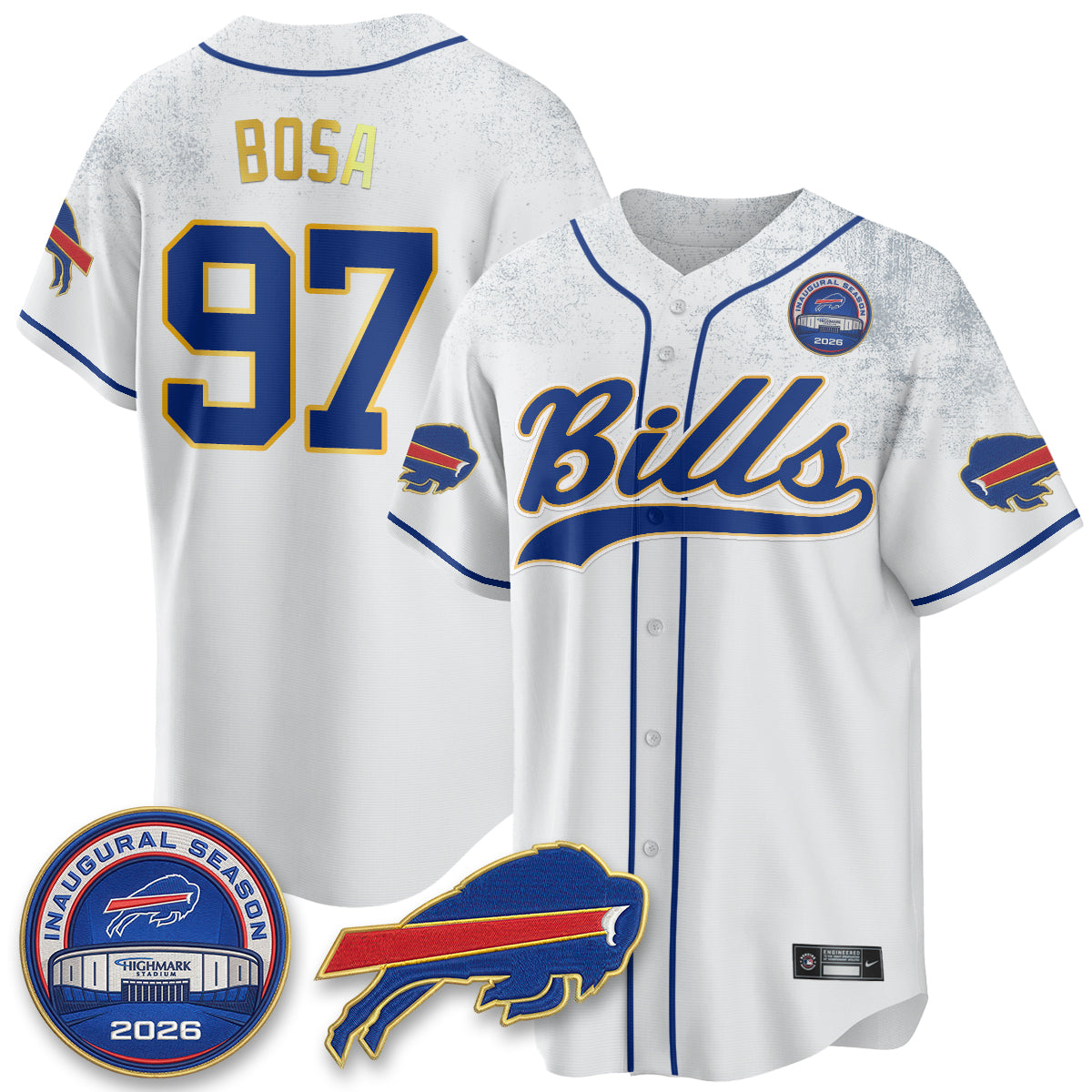 Buffalo Bills 2026 Gold Trim Baseball Edition Vapor Jersey - Stitched