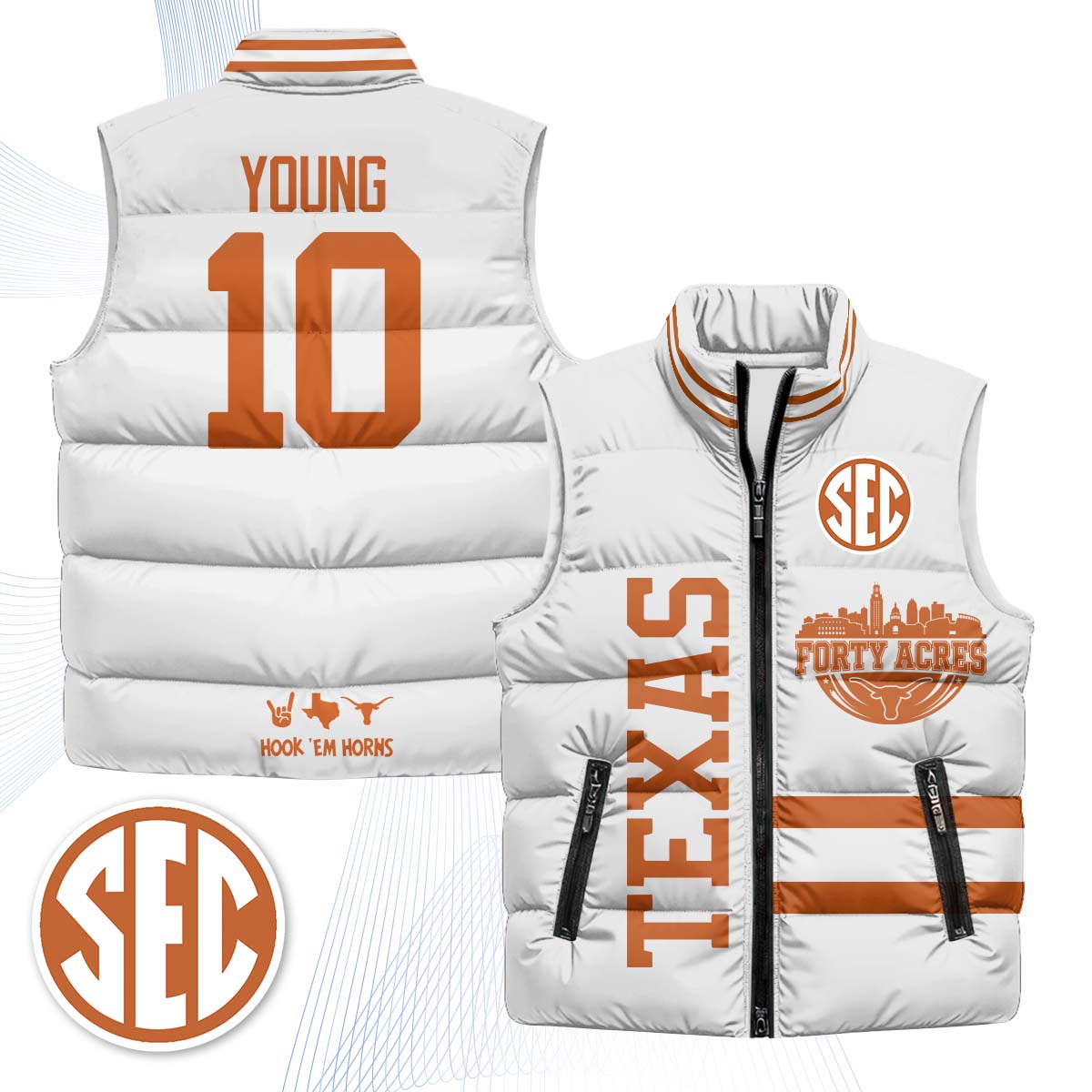 TEX "Forty Acres" Puffer Vest - Printed
