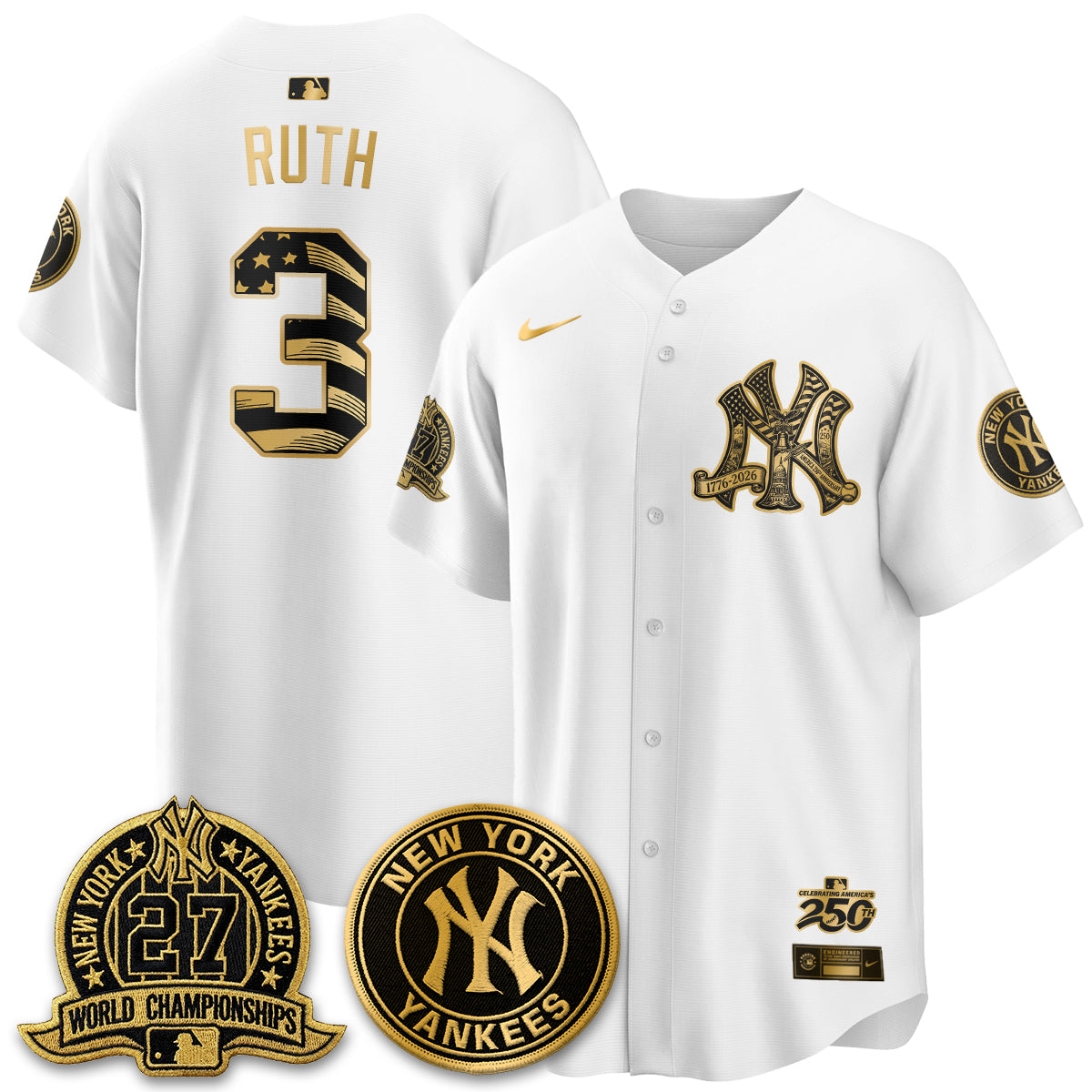 NYY Fourth of July USA Vapor Limited Jersey - Stitched