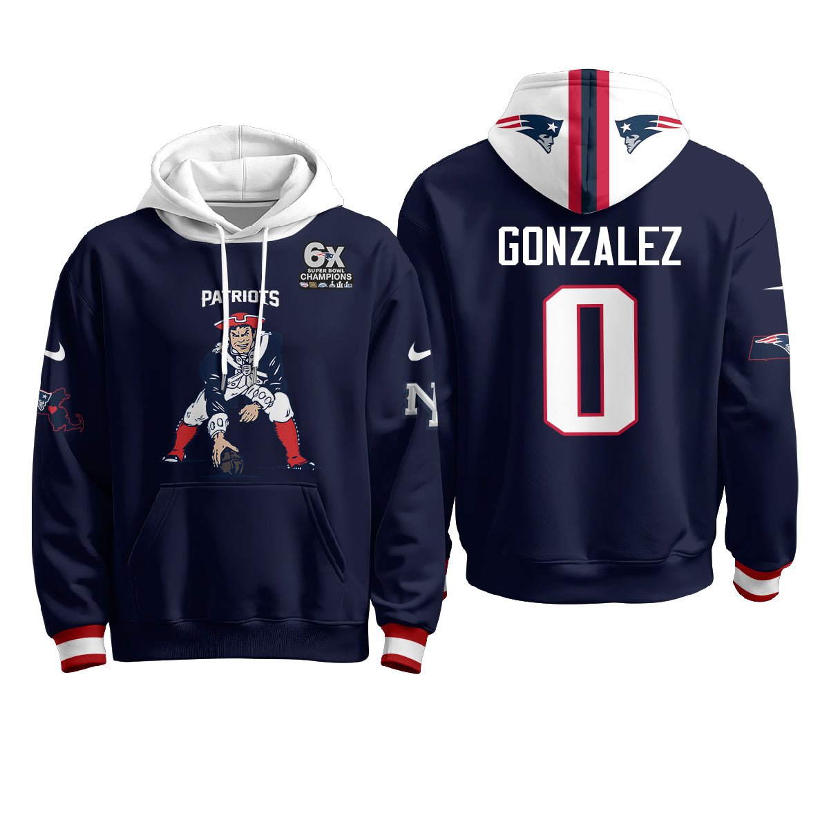 New England Patriots Minuteman Edition Fleece Hoodie - Printed